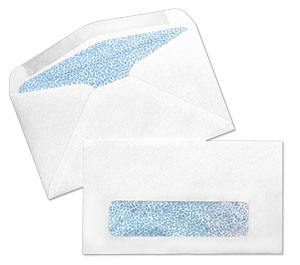 #7 3/4 24lb White Wove Standard Window Blue Inside Tint