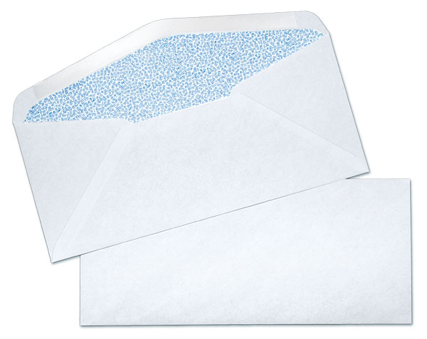 10 24lb White Wove Regular Blue Inside Tint Commercial Envelopes
